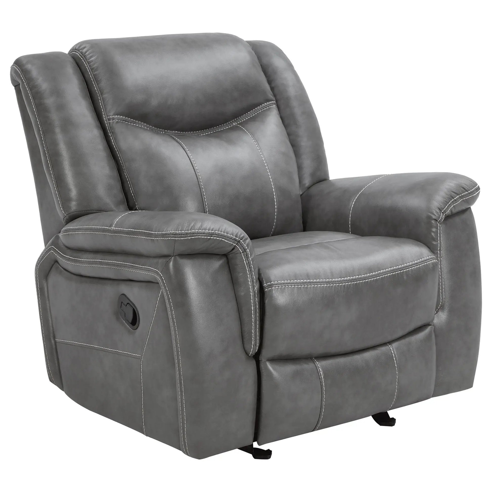 Encino gray upholstered padded arm glider recliner by Unique Piece Furniture on Tampa Home & Garden Store