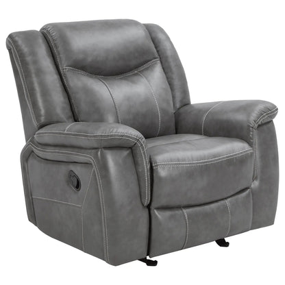 Encino gray upholstered padded arm glider recliner by Unique Piece Furniture on Tampa Home & Garden Store