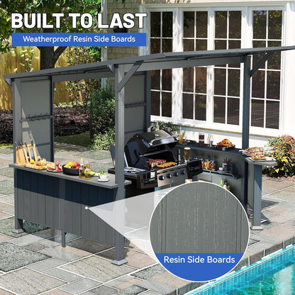 9ft By 10ft Hardtop Grill Gazebo with Shelves