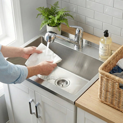 Kyle laundry cabinet with chrome faucet and stainless steel sink on Tampa Home & Garden Store