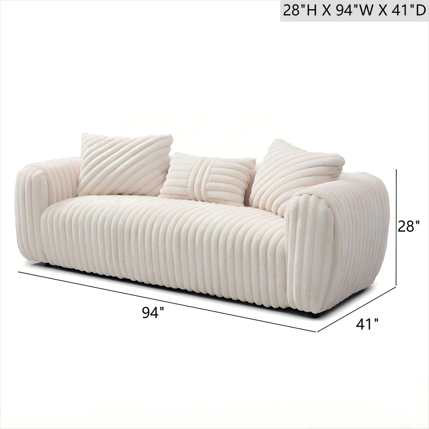 Cancun White Boucle Sofa and Plush Comfort