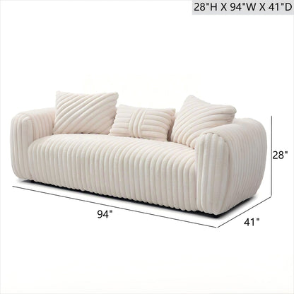 Cancun White Boucle Sofa and Plush Comfort