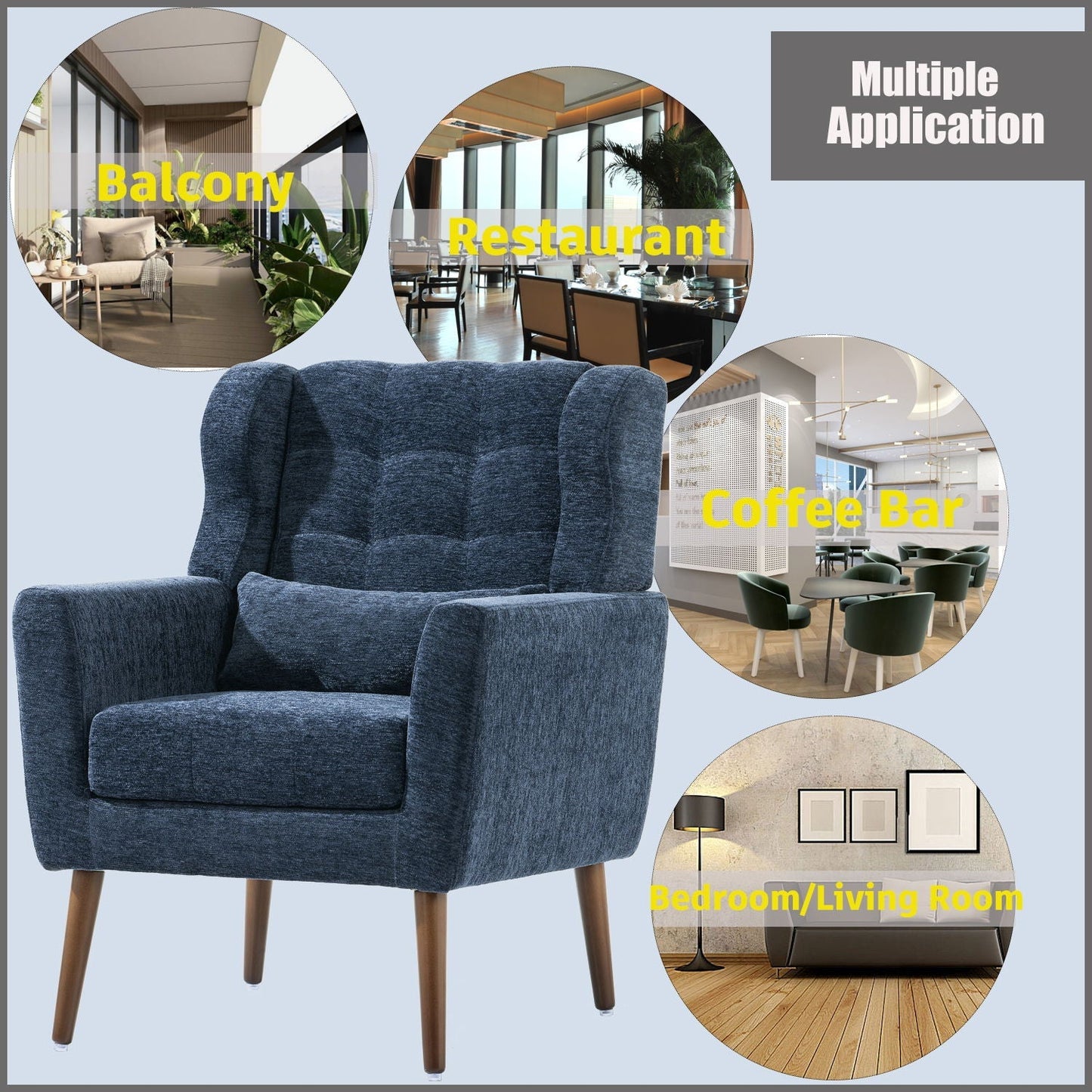 Modern Padded Accent Chair and Extra Pillow