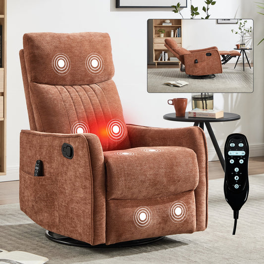 Orange heat massage manual recliner chair with rocker and swivel HouseOfZazla on Tampa Home & Garden Store