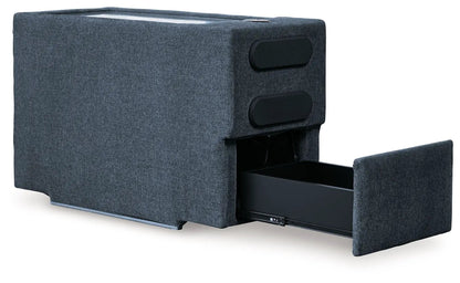 Modmax Sectional Ink by Unique Piece Furniture, deep blue fabric with built in storage drawer on Tampa Home & Garden Store
