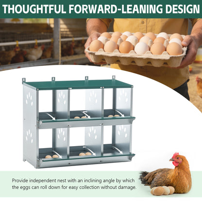 6 Room Galvanized Chicken Nesting Box for a Hutch