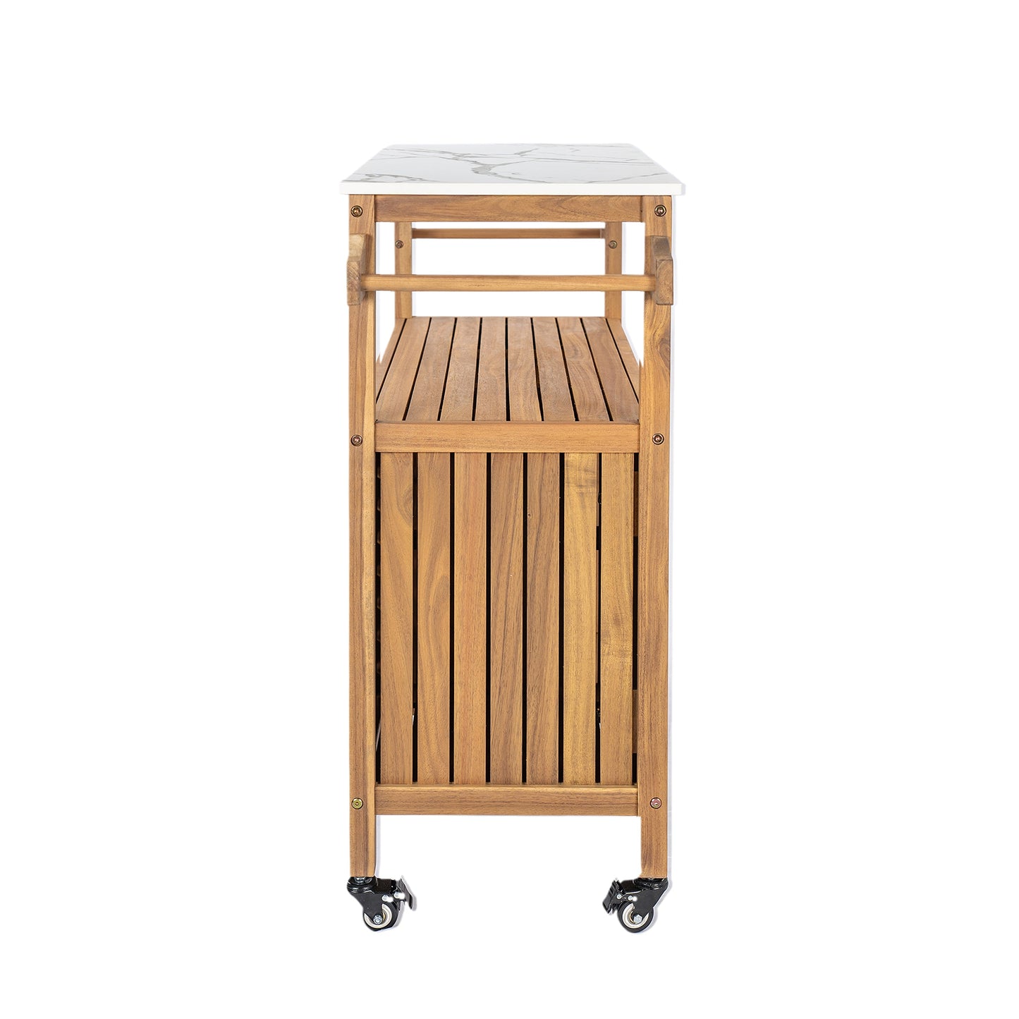 Classic Outdoor Acacia Wood Bar and Serving Rack
