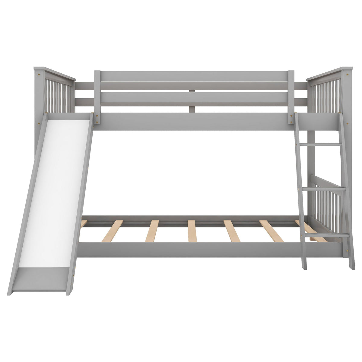 Bunk Bed with Convertible Slide and Ladder by HouseOfZazla, gray finish on Tampa Home & Garden Store