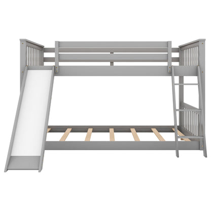 Bunk Bed with Convertible Slide and Ladder by HouseOfZazla, gray finish on Tampa Home & Garden Store