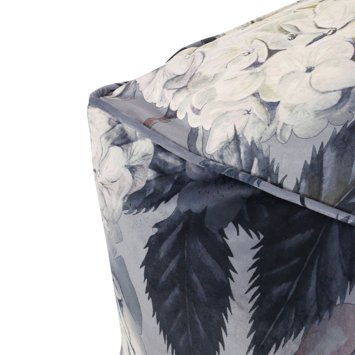 Large Square Pouf with Flower Print in dark gray, HouseOfZazla accent pouf on Tampa Home & Garden Store