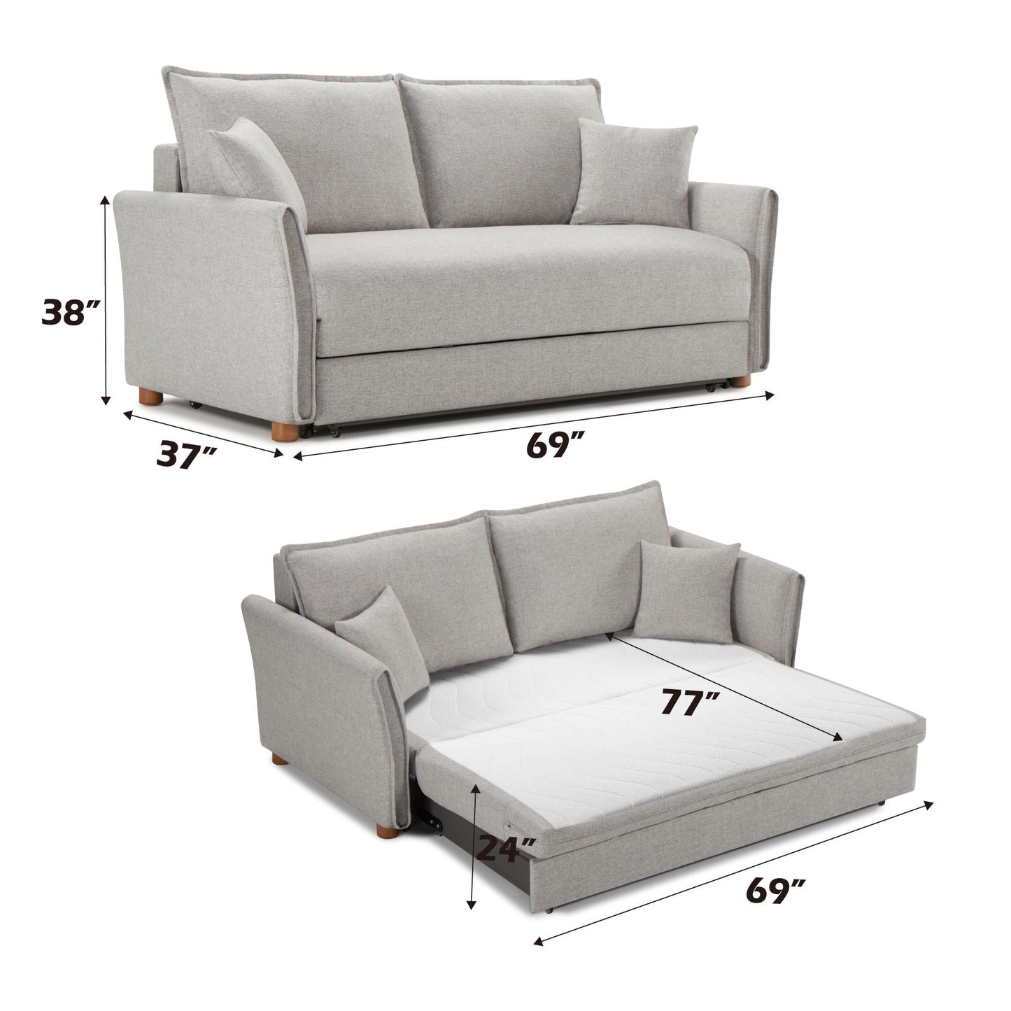 Oren Chenille Sleeper Sectional Sofa With Storage in Gray by HouseOfZazla on Tampa Home & Garden Store