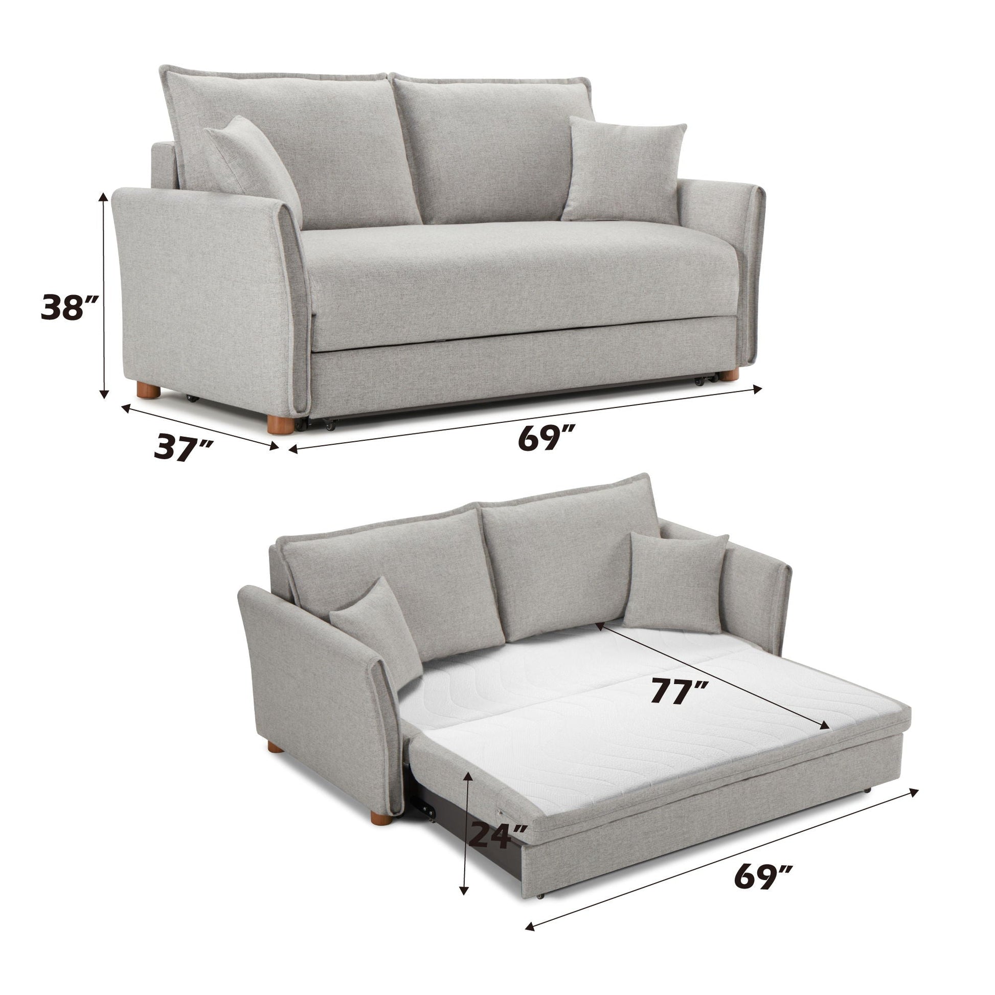 Oren Chenille Sleeper Sectional Sofa With Storage in Gray by HouseOfZazla on Tampa Home & Garden Store