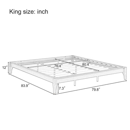 Solid Bamboo Platform Bed Frame with Slat Support