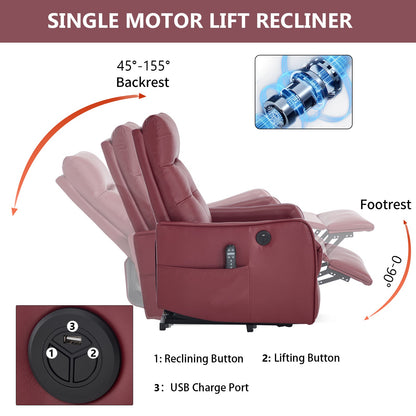 Comfortmax single motor lift recliner chair by HouseOfZazla in burgundy leather with remote on Tampa Home & Garden Store
