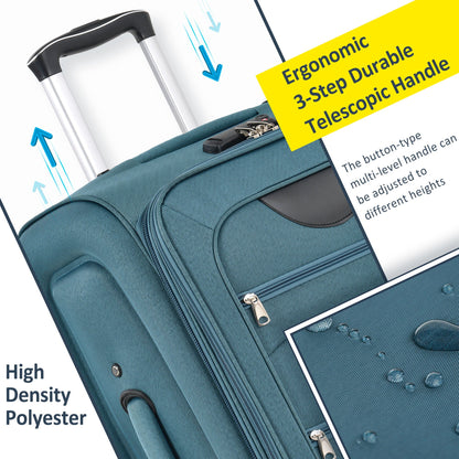 Softside luggage set HouseOfZazla in teal blue with textured polyester fabric on Tampa Home & Garden Store