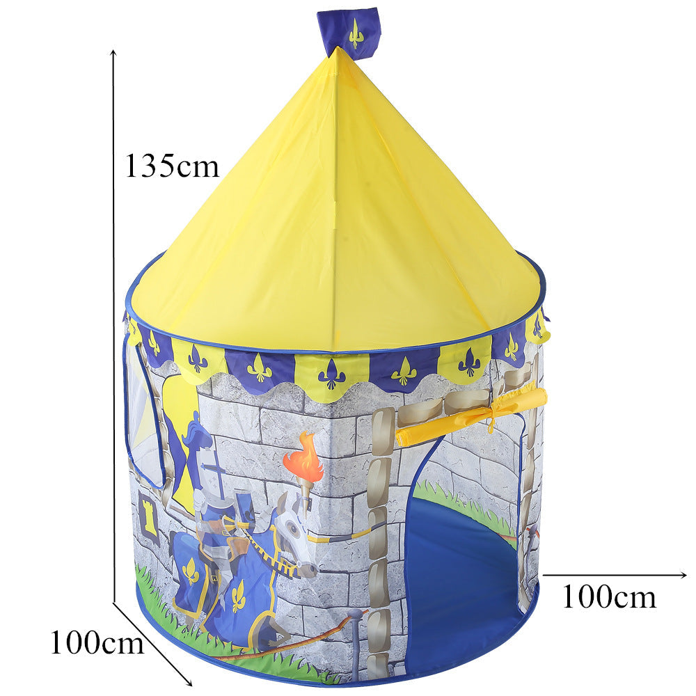 Children's outdoor play tent with yellow cone top and blue trim, My Store 135cm tall on Tampa Home & Garden Store