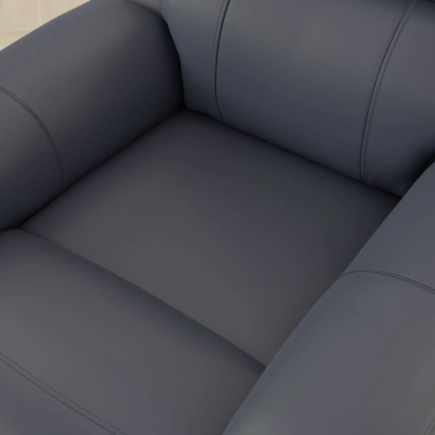 Oslo manual swivel glider recliner in dark gray leather with stitched cushions on Tampa Home & Garden Store