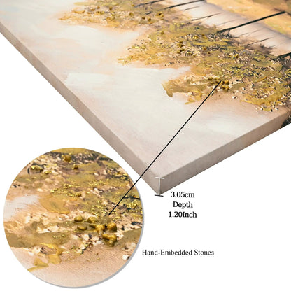 Canvas Art Wall Decor autumn embellishments tan leaves and hand-embedded stones on Tampa Home & Garden Store