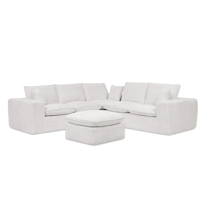 Sectional sofa with moveable ottoman, 3-piece living room set in light gray plush fabric on Tampa Home & Garden Store