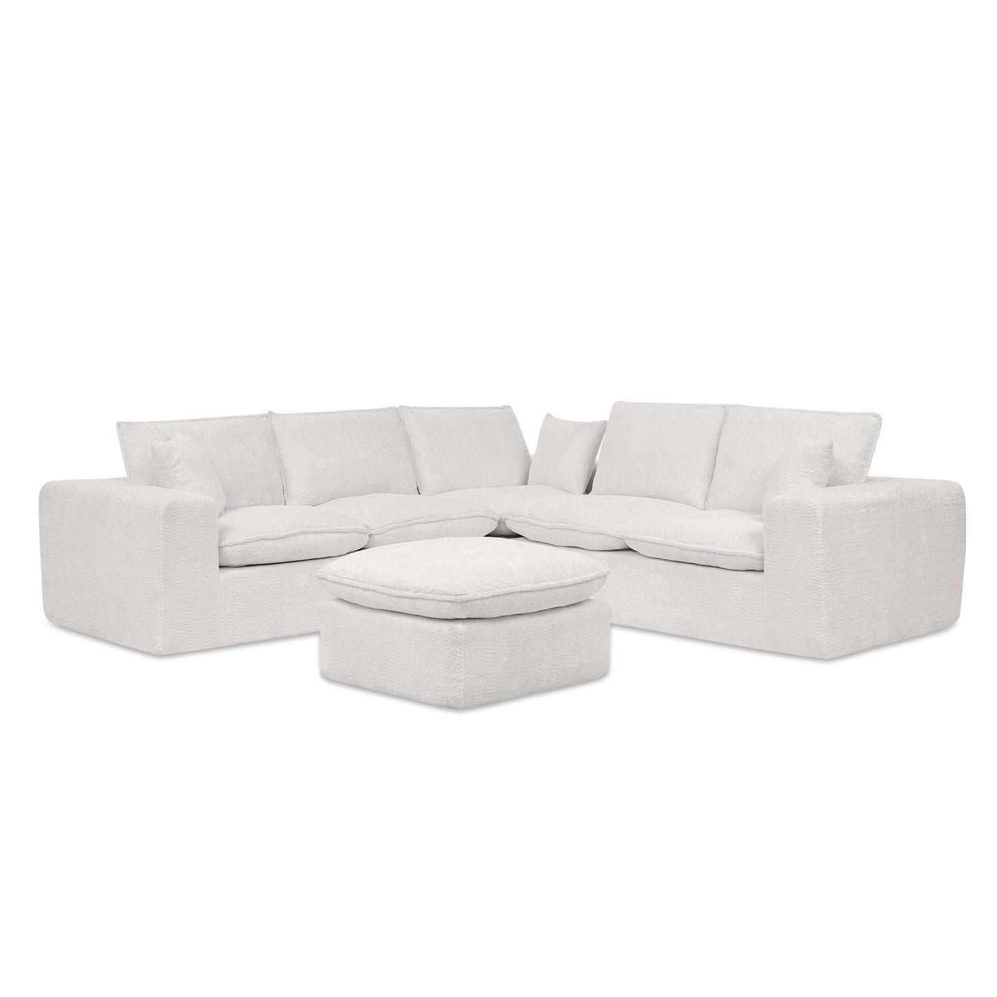 Sectional sofa with moveable ottoman, 3-piece cream fabric set by HouseOfZazla on Tampa Home & Garden Store