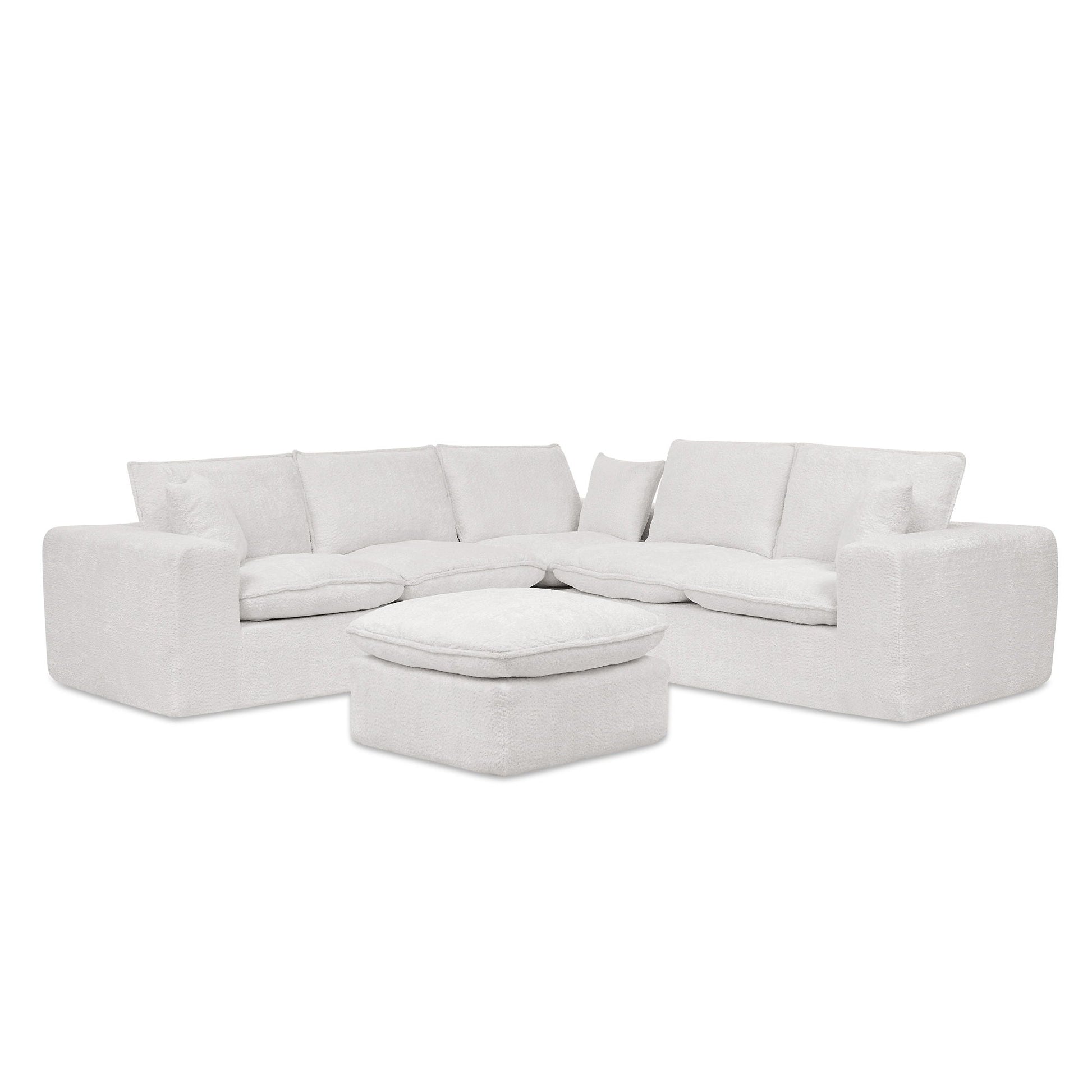 Sectional sofa with moveable ottoman, 3-piece cream fabric set by HouseOfZazla on Tampa Home & Garden Store
