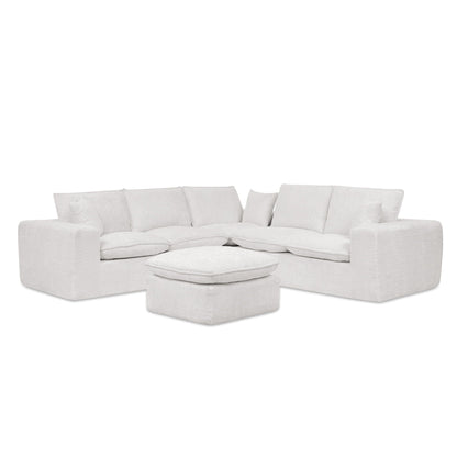 Sectional sofa with moveable ottoman, 3-piece cream fabric set by HouseOfZazla on Tampa Home & Garden Store