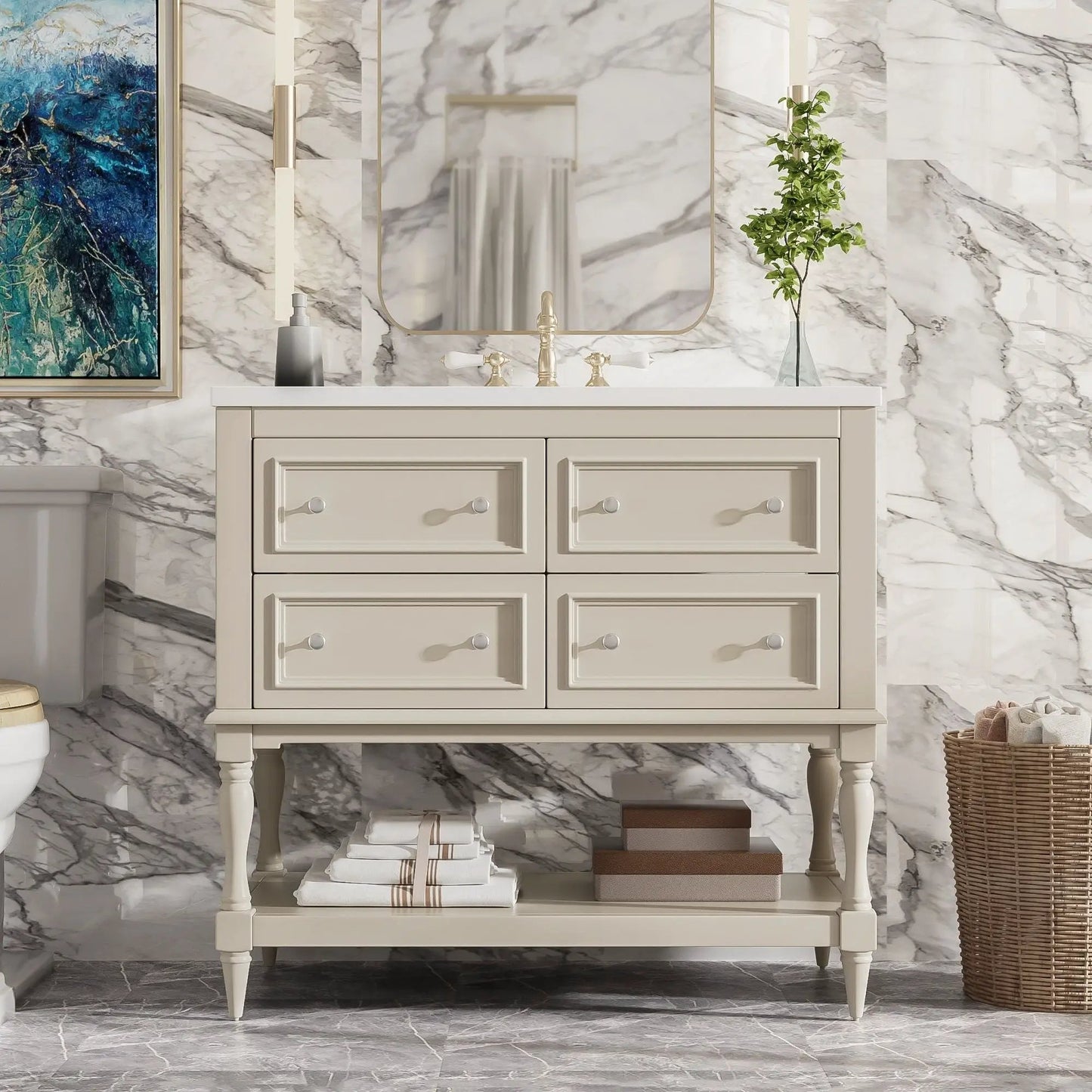 Bathroom vanity cabinet with undermount sink, 4-drawer vanity by Unique Piece Furniture on Tampa Home & Garden Store
