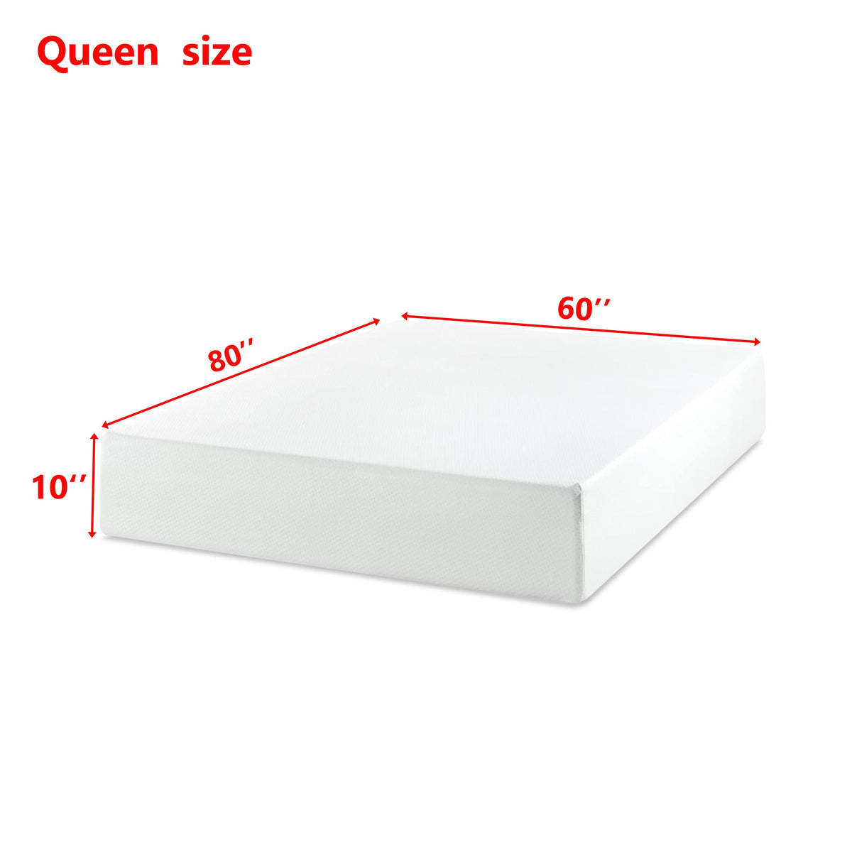 Queen size 10 inch mattress by HouseOfZazla, USA-made, white fabric on Tampa Home & Garden Store