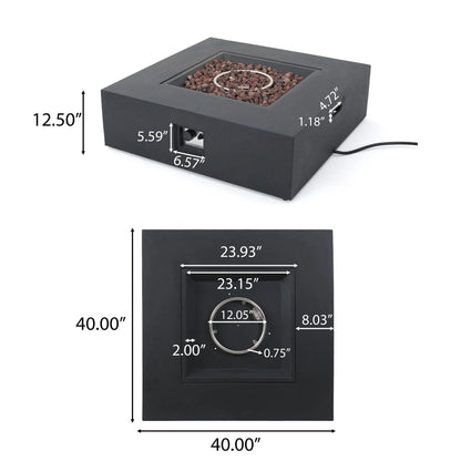 Outdoor propane fire pit HouseOfZazla 50k BTU dark grey with tank holder lava rock bed circular burner on Tampa Home & Garden Store