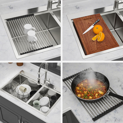 Top Mount Drop In Double Bowl Kitchen Sink With A