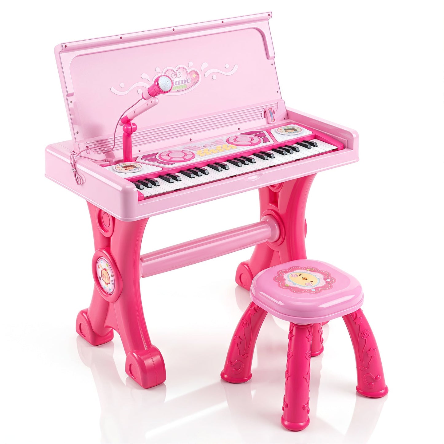 49-Key Kids Electric Piano Keyboard with Stool & Microphone, pink plastic by DirectDeals on Tampa Home & Garden Store
