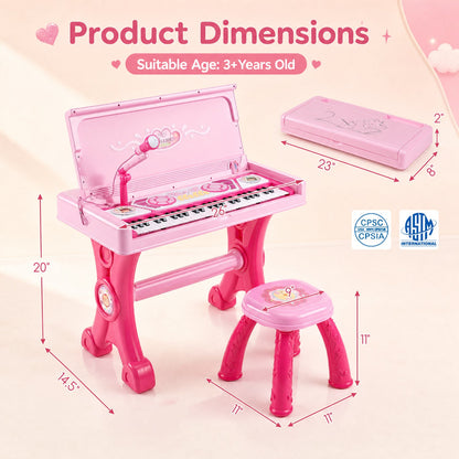DirectDeals 49-Key Kids Electric Piano Keyboard with Pink Stool and Microphone on Tampa Home & Garden Store