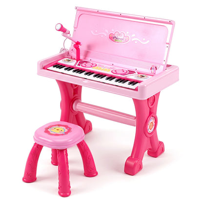 DirectDeals 49-Key Kids Electric Piano Keyboard with Stool & Microphone, pink plastic toy set on Tampa Home & Garden Store