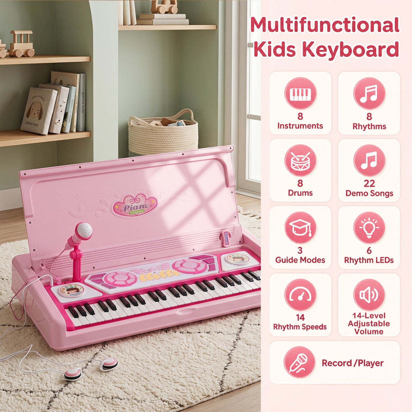 DirectDeals 49-key kids electric piano keyboard pink with stool and microphone on Tampa Home & Garden Store