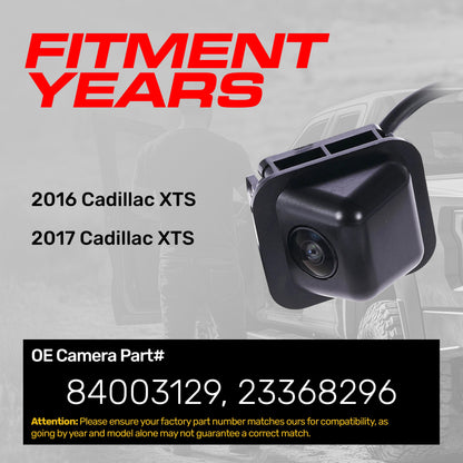 Master Tailgaters OEM backup camera for 2016-2017 Cadillac XTS, black housing with lens, OE part 23368296/84003129 on Tampa Home & Garden Store
