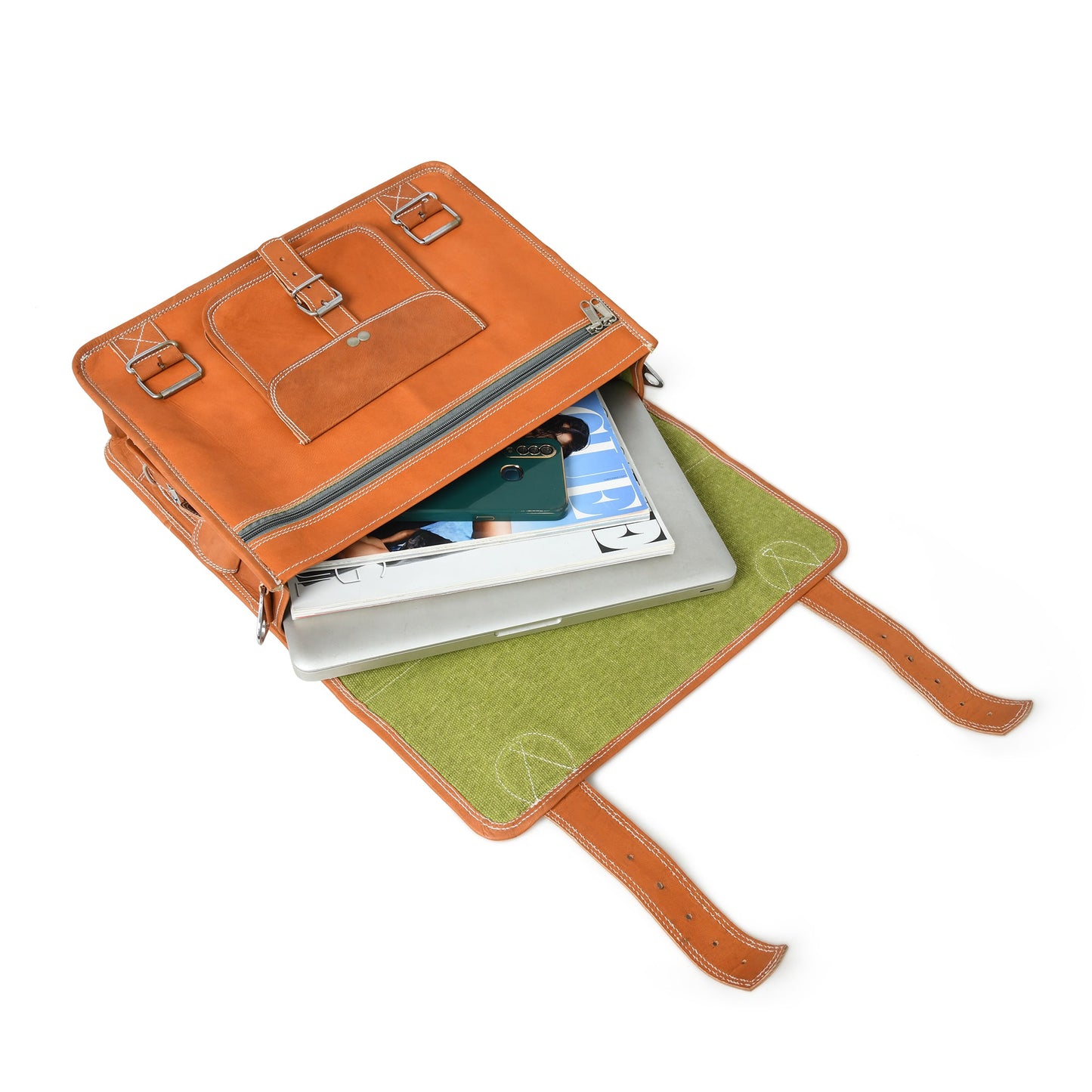 Ginger Grip Leather Briefcase - Tampa Home & Garden Store