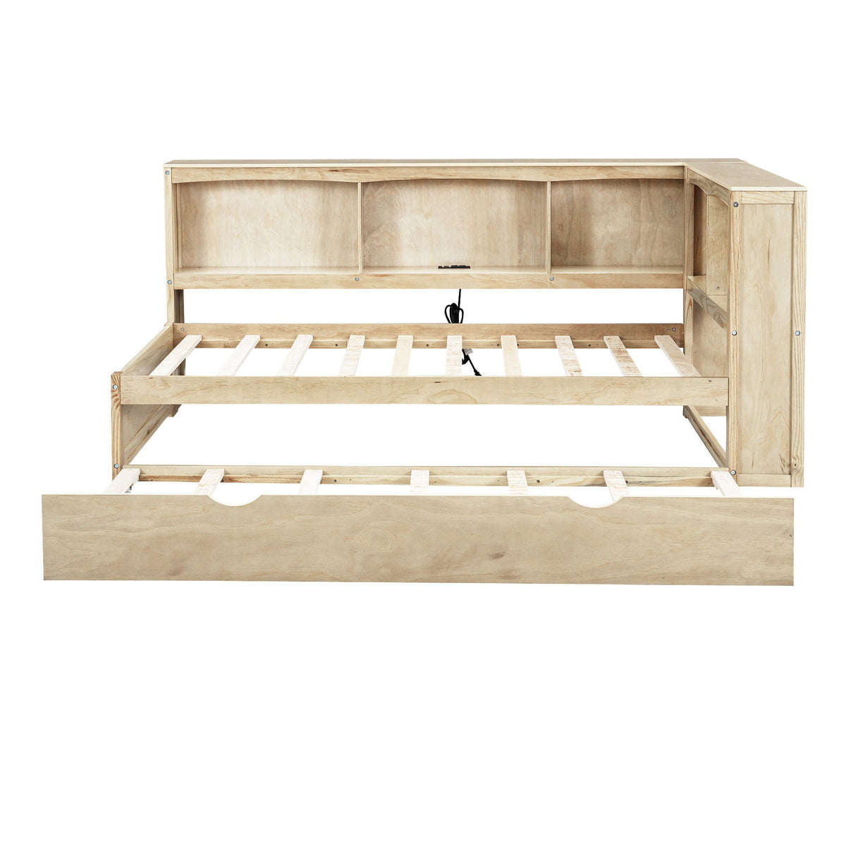 Daybed with trundle and storage cabinets in natural unfinished wood by HouseOfZazla on Tampa Home & Garden Store