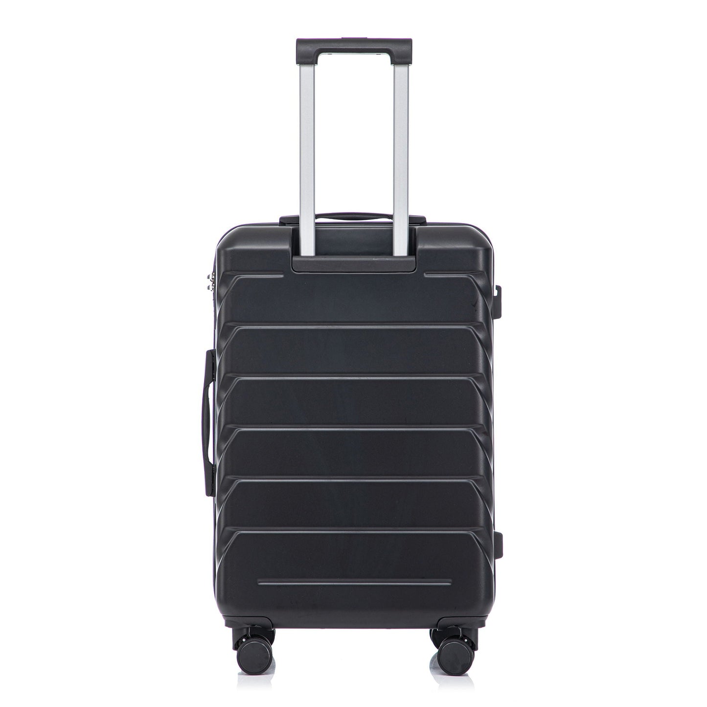 HouseOfZazla black hard-shell spinner luggage with silver telescoping handle and wheels on Tampa Home & Garden Store