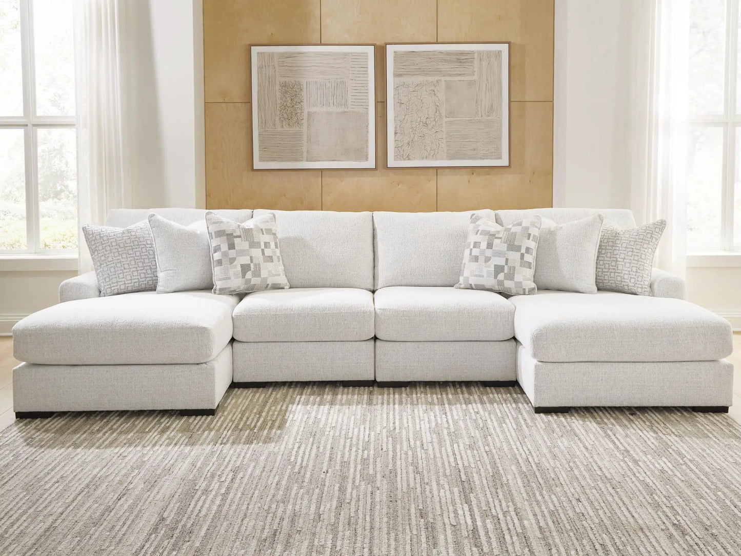 Misty-Lakes stationary sectional with chaise in beige fabric by Unique Piece Furniture on Tampa Home & Garden Store