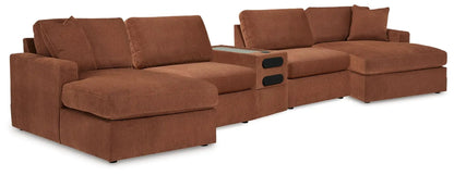 Modmax Sectional Sofa In Spice Fabric Performance