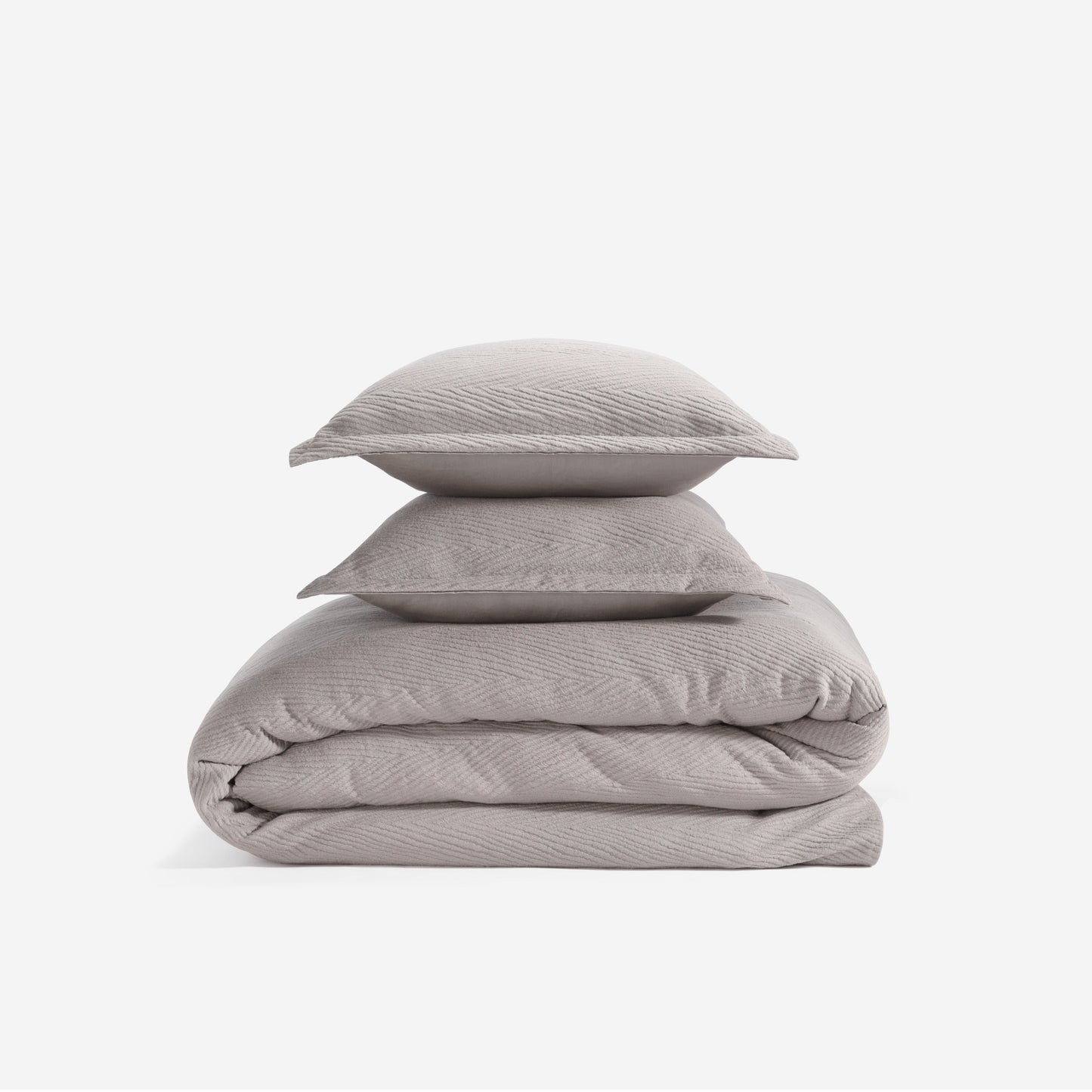 BedGear Performance Duvet Set Queen Taupe Arrowhead, quilted texture, 4-piece stack on Tampa Home & Garden Store