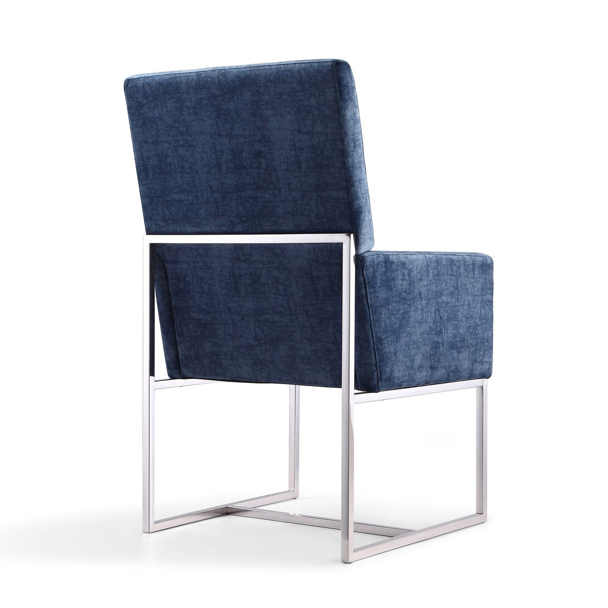 Element Dining Arm Chair by HouseOfZazla in blue velvet with chrome frame on Tampa Home & Garden Store