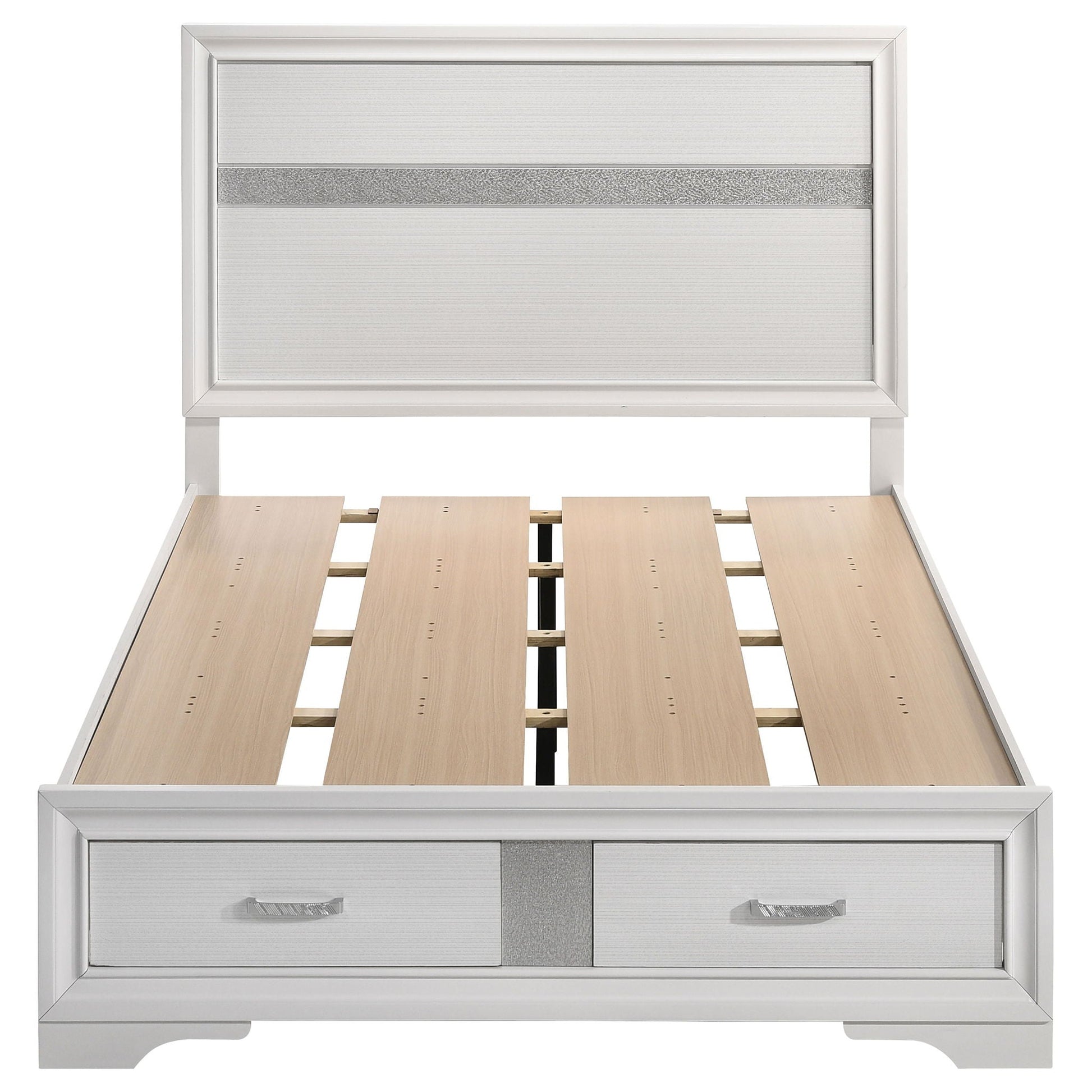 Urbana storage panel bed in silver finish with built-in drawers by HouseOfZazla on Tampa Home & Garden Store