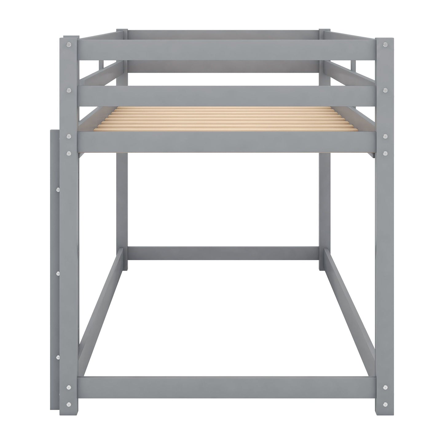 Floor Bunk Bed With Ladder grey metal frame with wooden slat base by HouseOfZazla on Tampa Home & Garden Store