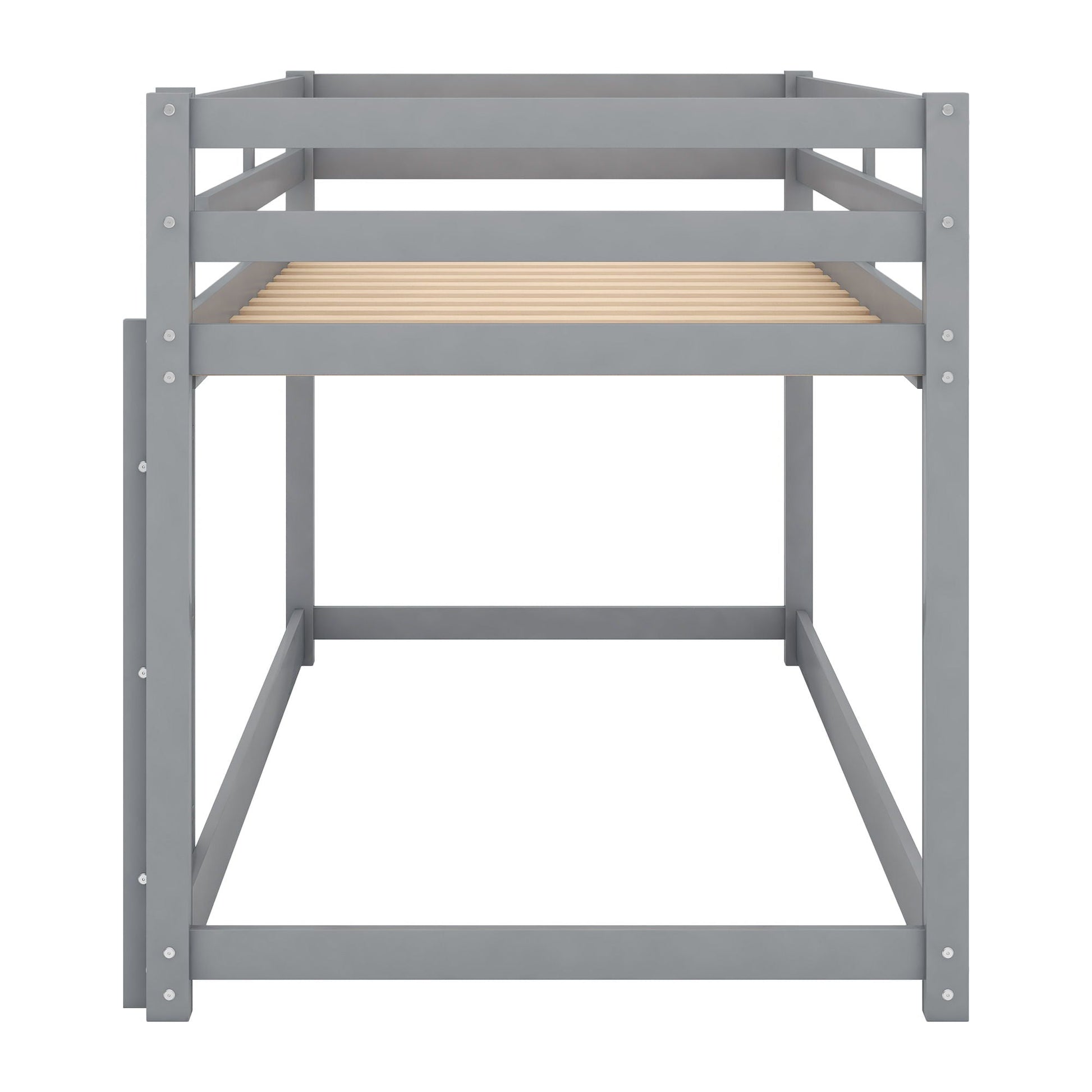 Floor Bunk Bed With Ladder grey metal frame with wooden slat base by HouseOfZazla on Tampa Home & Garden Store