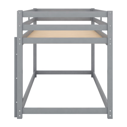 Floor Bunk Bed With Ladder grey metal frame with wooden slat base by HouseOfZazla on Tampa Home & Garden Store