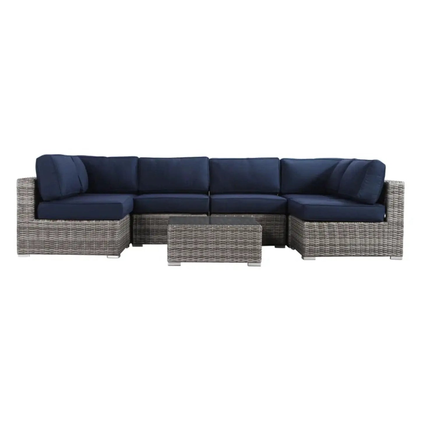 Seating set with cushions handcrafted wicker navy 4-piece outdoor set Unique Piece Furniture on Tampa Home & Garden Store