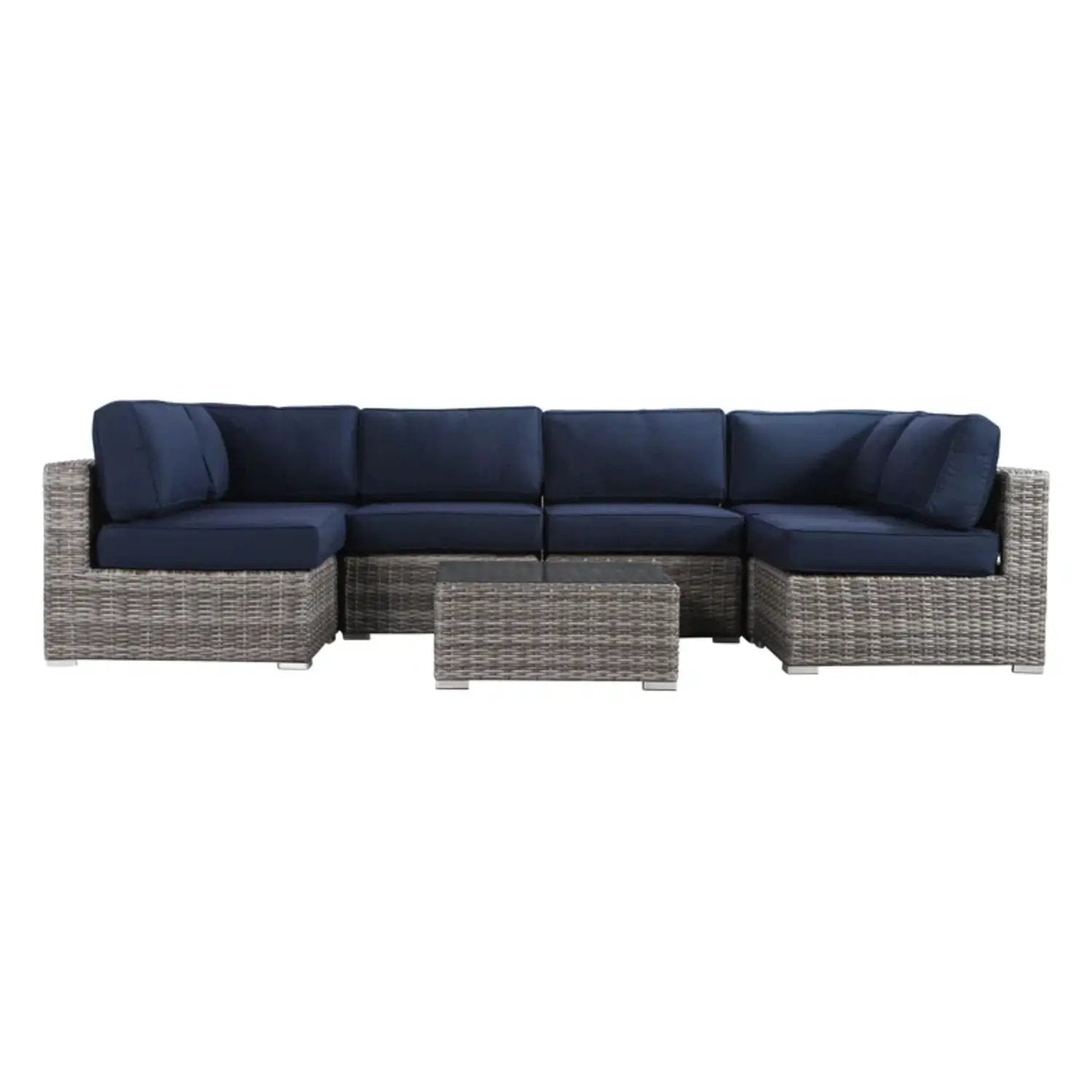 Seating set with cushions handcrafted wicker navy 4-piece outdoor set Unique Piece Furniture on Tampa Home & Garden Store