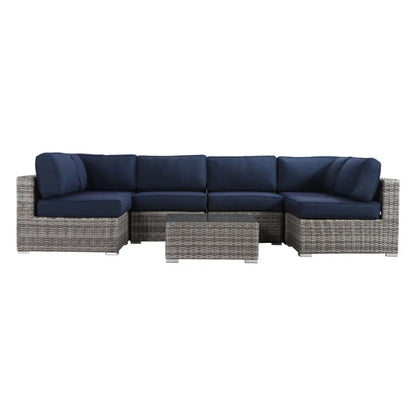 Seating set with cushions handcrafted wicker navy 4-piece outdoor set Unique Piece Furniture on Tampa Home & Garden Store
