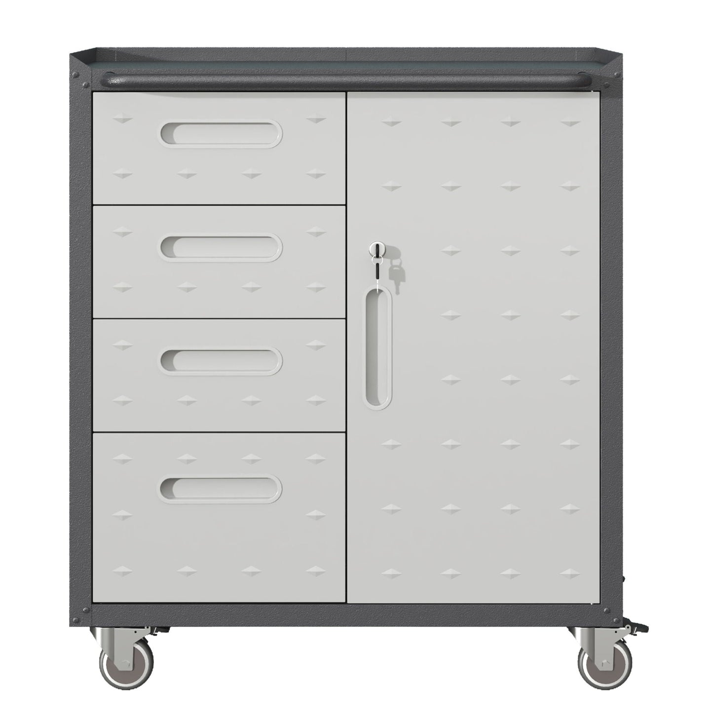 HouseOfZazla tool storage cabinet on wheels with lockable door and multiple drawers on Tampa Home & Garden Store